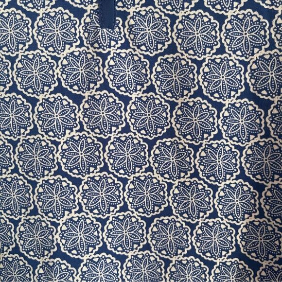 Chico’s Blue White Mosaic Print Keyhole Tie Blouse Top 3 16 XL - Picture 3 of 7